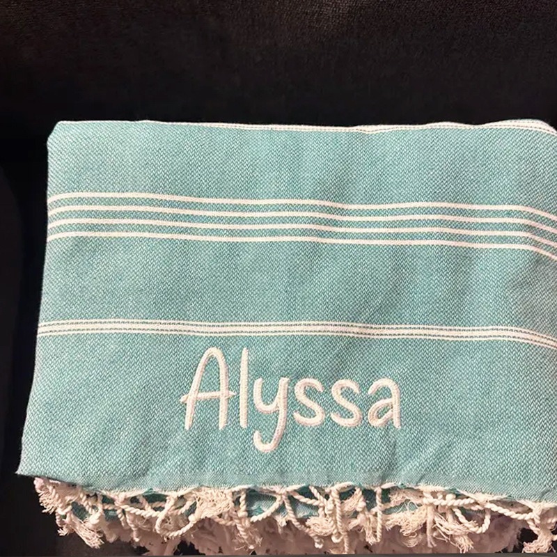 Personalized Embroidered Tassel Beach Towel